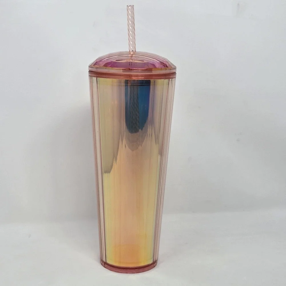 Starbucks Tumbler 2020 Summer Rose Gold Iridescent Kaleidoscope Dome Lid‎